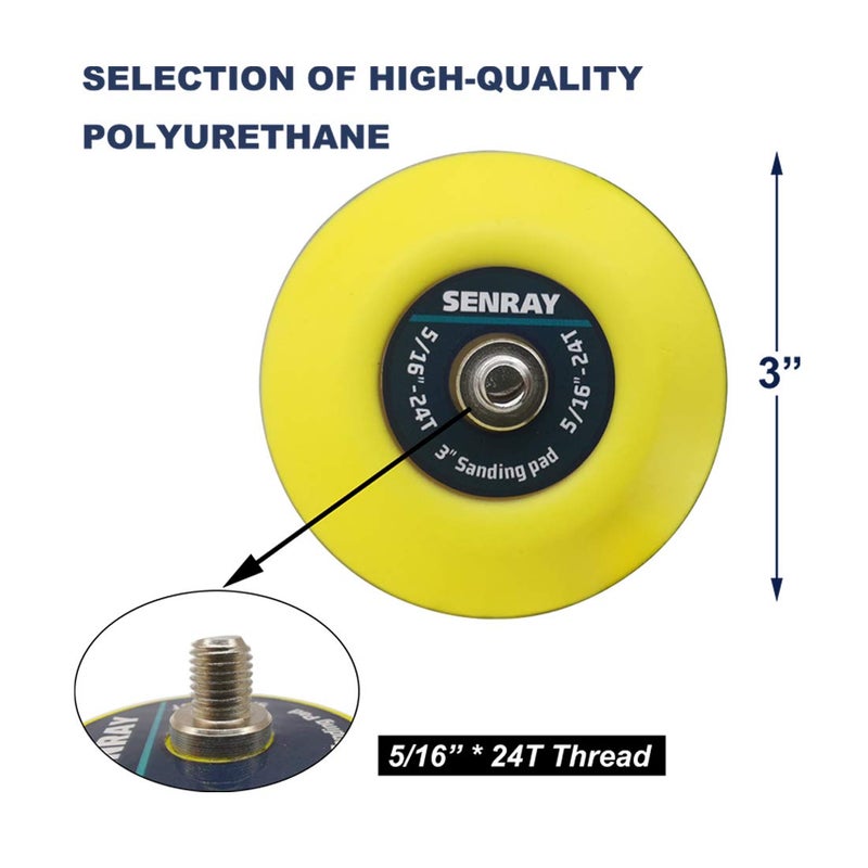 SENRAY 3-Inch Dual-Action Hook & Loop Fastener Flexible Backing Plate, 5/16"-24 Threads Polishing Pad - 5 PCS Set - Image 2
